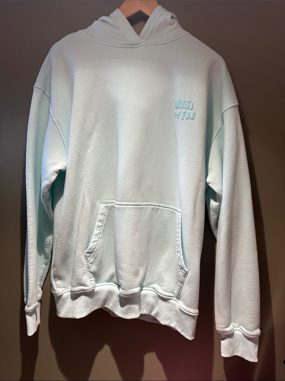 White Fox Womens  Mint Green Blue Pullover Hoodie sz medium large